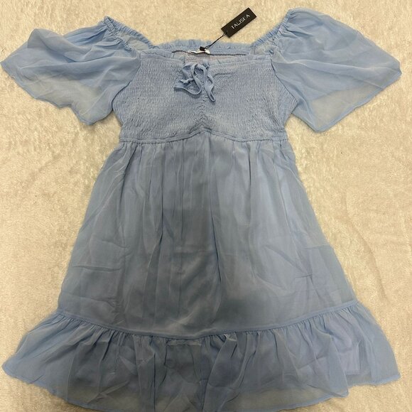 LILLUSORY Women's Flowy Casual Mini Dresses 2024 Summer Smocked V Neck Flutter - Picture 10 of 14